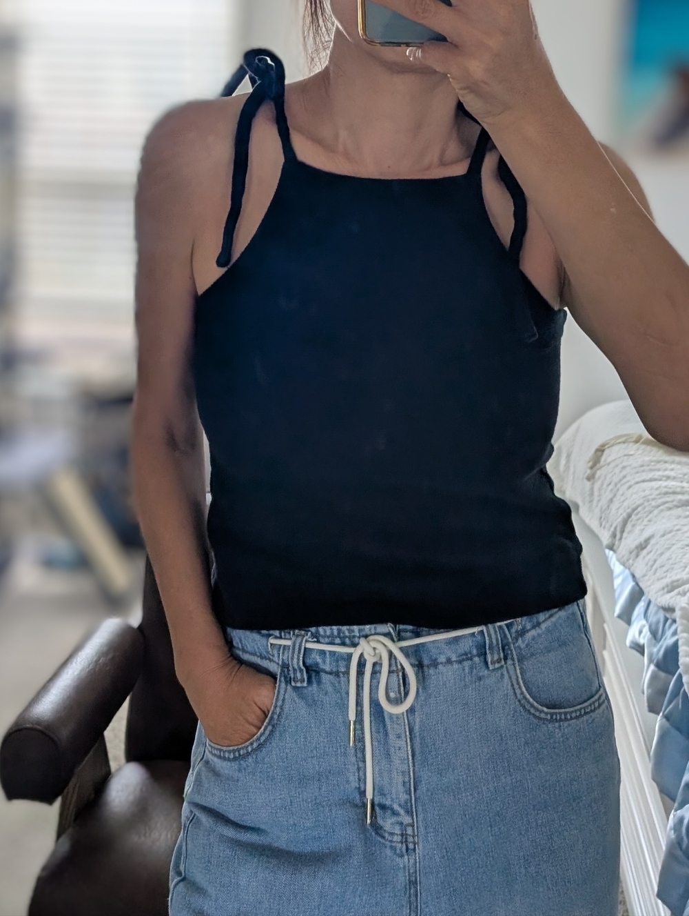 Madewell Black Tie-Shoulder Tank Top